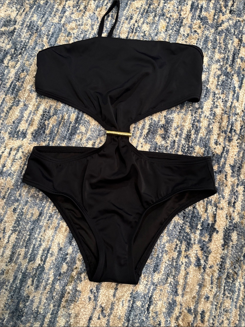 Victoria's Secret Black Cutout One-Piece with Gold Bar